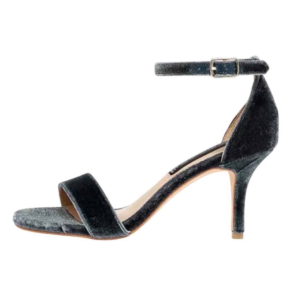Steven by Steve Madden Vienna Velvet Heels Blue Ankle Strap 8M 3.25"